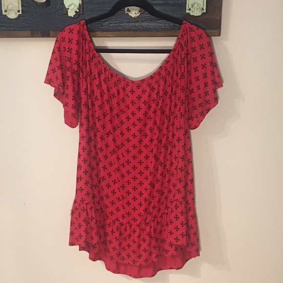 Michel Studio Red Peasant Top Size 2X - Picture 6 of 13